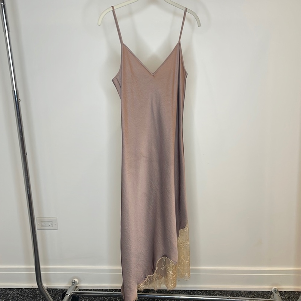 Wilfred Mauve Maxi Dress with Lace Trim